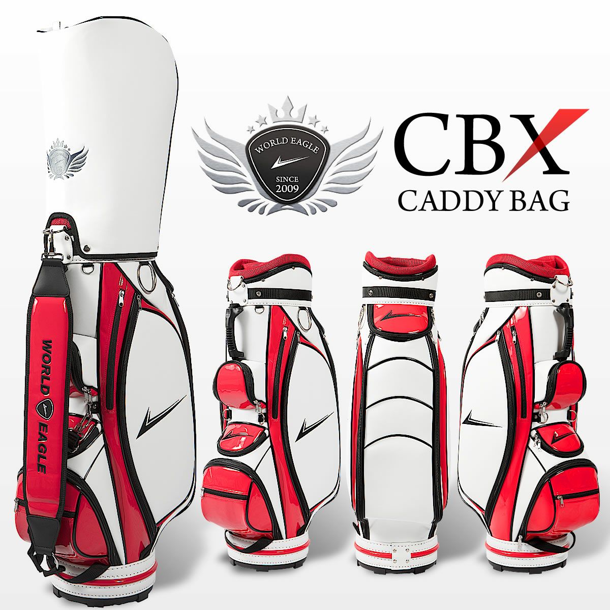 ワールドイーグル キャディバッグ CBX003 ホワイト/レッド | ワールド 