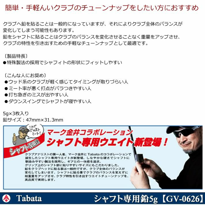 TABATA タバタ シャフト専用鉛5g GV-0626 ワールドゴルフ 公式本店