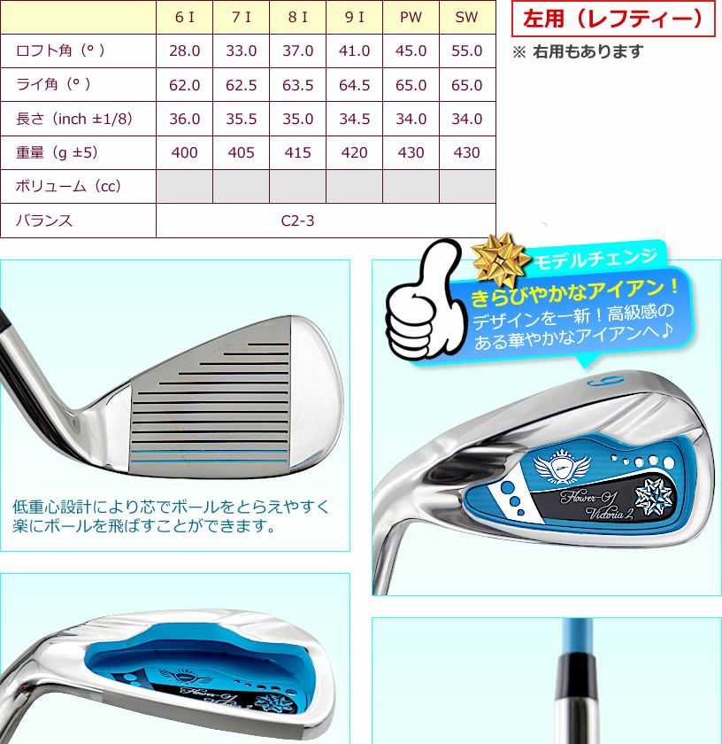 ワールドイーグル 左用（レフティー）ゴルフ レディース アイアン 