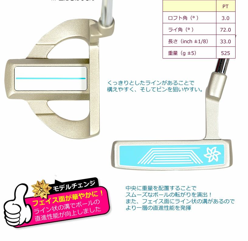 ワールドイーグル FL-01 レディース パター アクアブルー 右