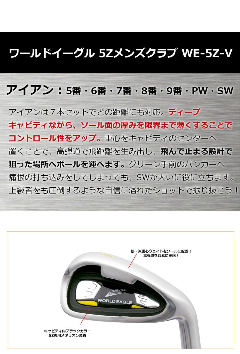 ワールドイーグル WE-5Z ブラック メンズ 14点（11本）クラブセット 選べる軽量スタンドバッグ付 右用 | ワールドゴルフ 公式本店