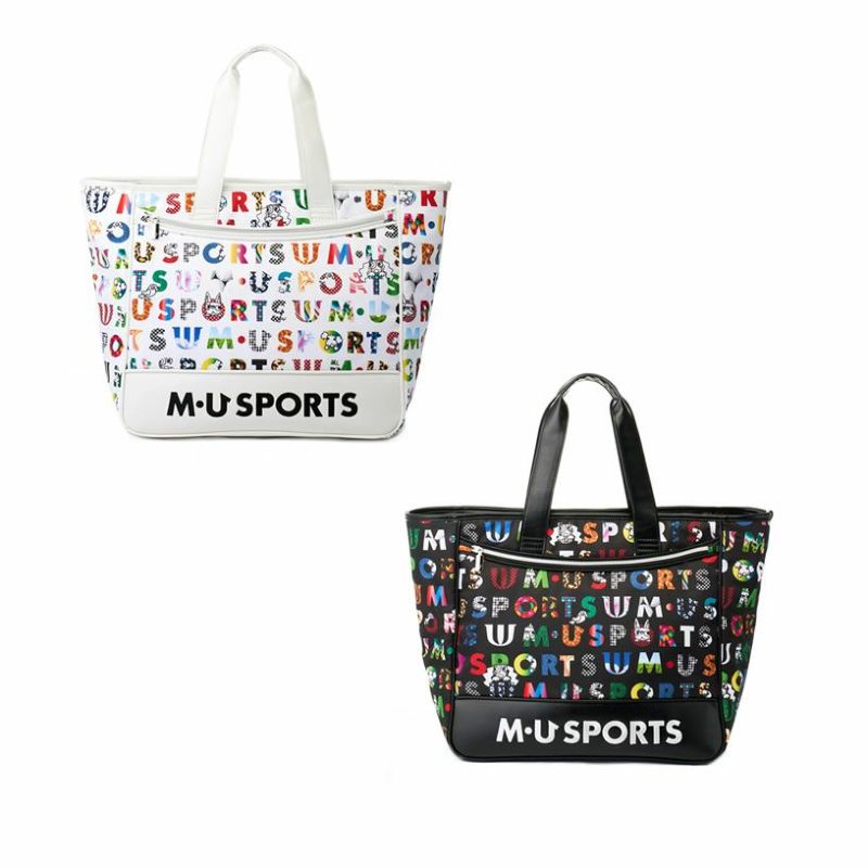 MU SPORTS エムユースポーツ カラフルロゴプリント総柄ボストンバッグ