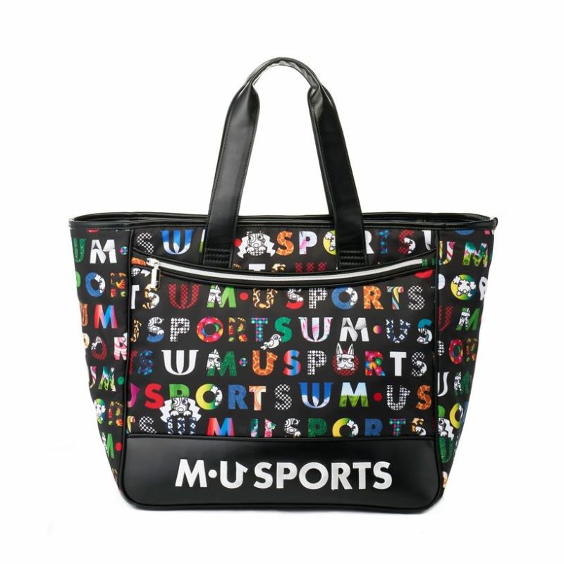 MU SPORTS エムユースポーツ カラフルロゴプリント総柄ボストンバッグ