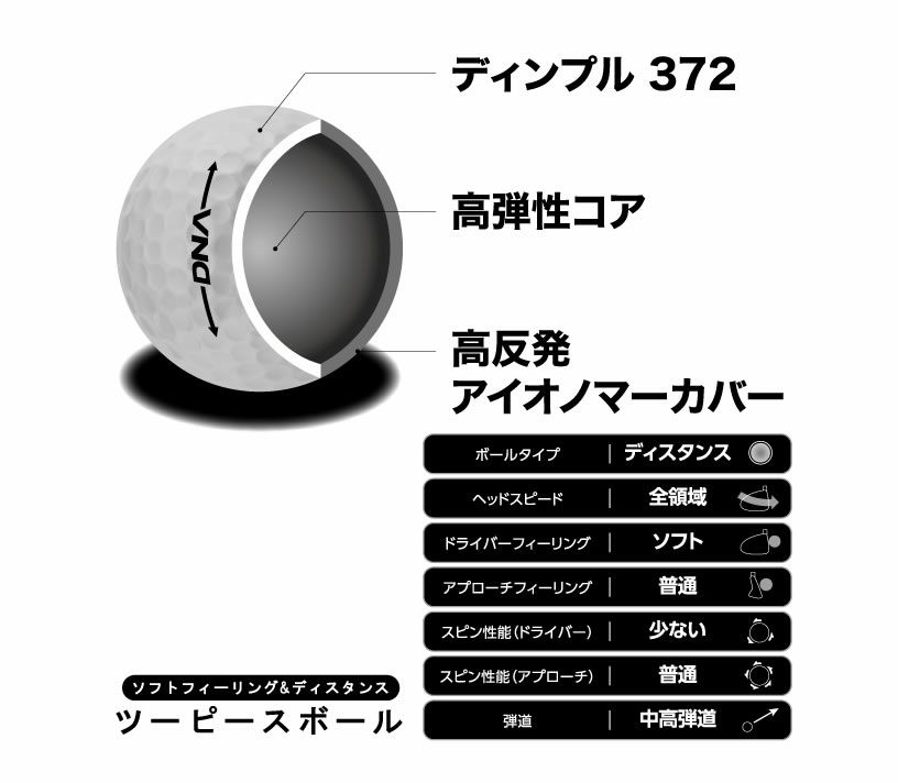 キャスコ 日本製・飛距離追求型2ピースボール DNA ゴルフボール 10球